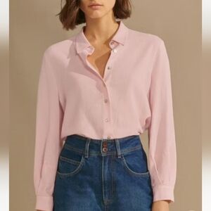 Poetry Curved Sleeve Blouse In Linen & Lenzing Ecovero Viscose Shell Pink 10